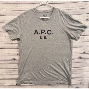 APC Standard Mens Shirt Sz M Gray Logo Crew Neck Short Sleeve Tee